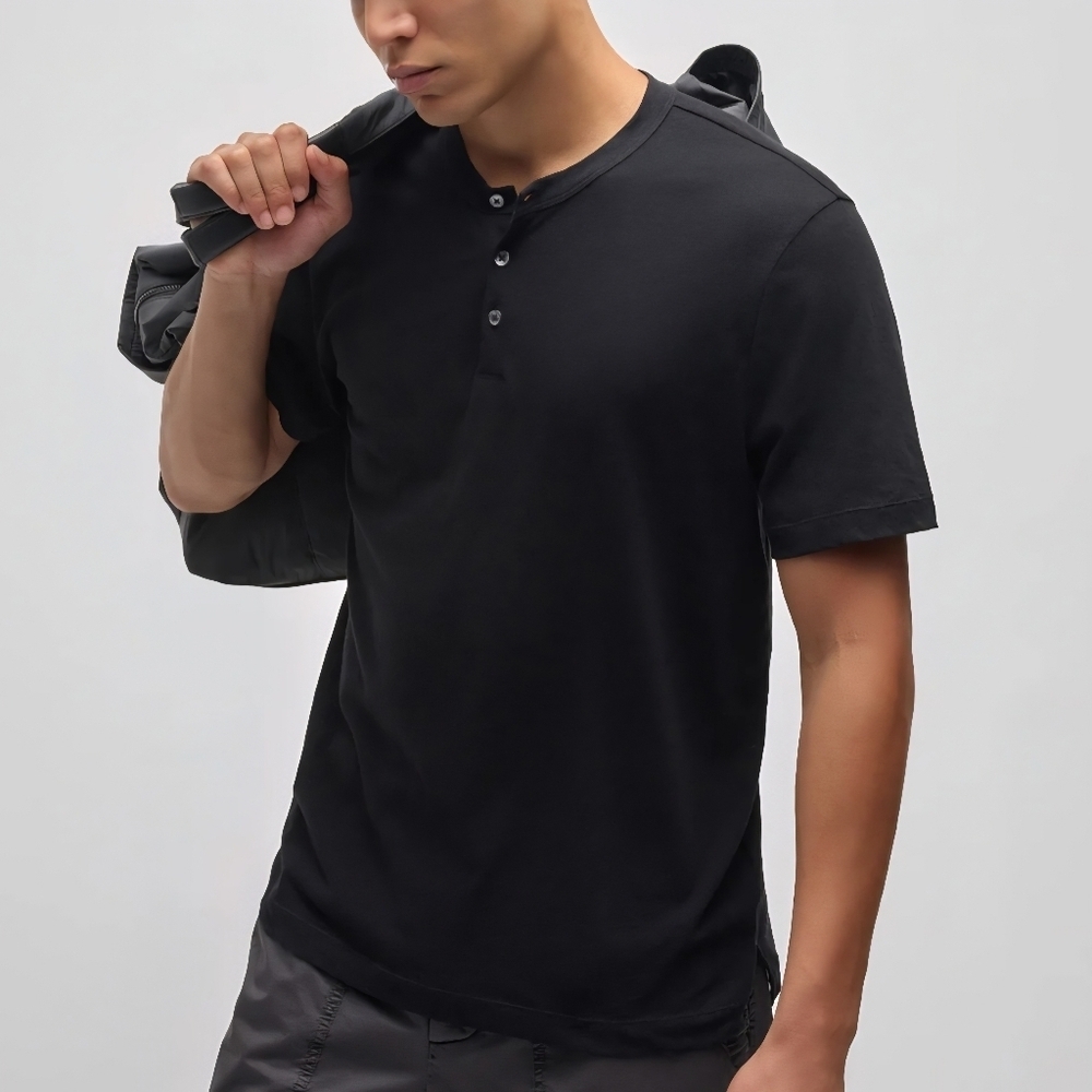 James Perse Black Short Sleeve Henley Shirt – Size 4